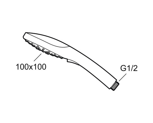 Handdusch med måtten 100 x 100 och G1/2 anslutning