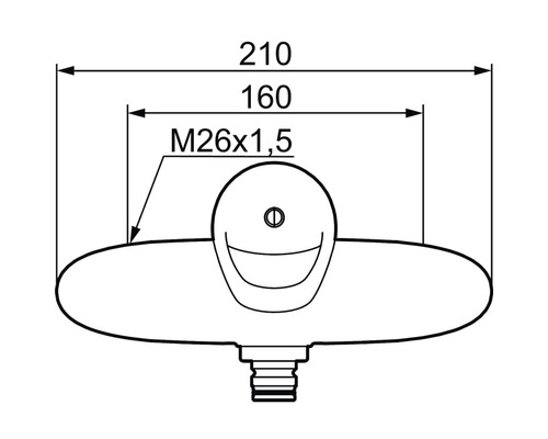Teknisk ritning av ett duschhuvud med måttangivelser