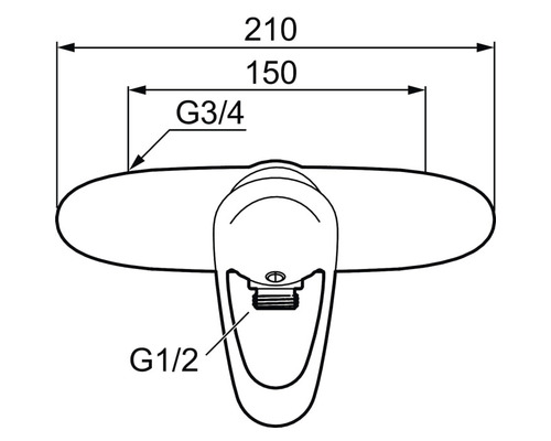 Teknisk ritning av en armatur med måttangivelser
