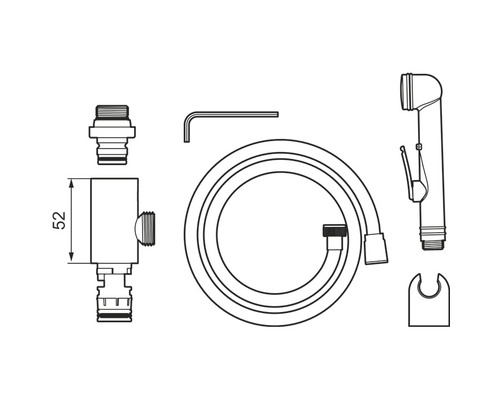 Bidé duschset med duschslang och hållare