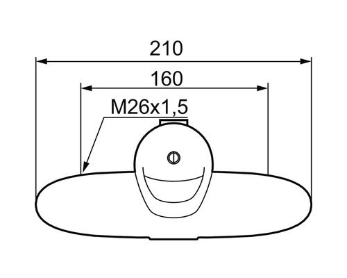 Teknisk ritning med mått på en vattenkran