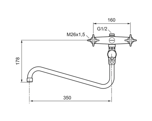 Teknisk ritning av en väggarmatur med mått