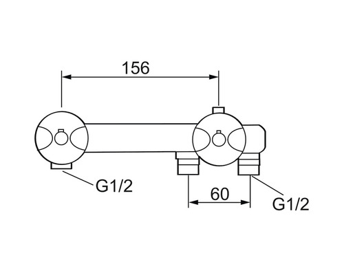 Teknisk ritning av en duschblandare med mått
