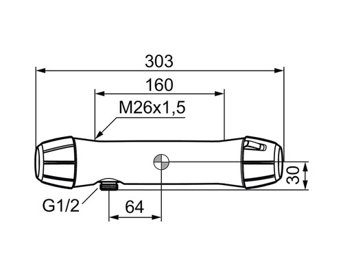 Teknisk ritning av en anslutningsdetalj med måttangivelser