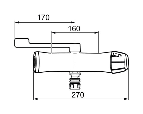 Teknisk ritning av en armatur med mått