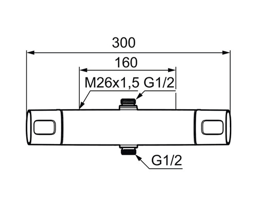 Teknisk ritning av en S-anslutning med måttangivelser