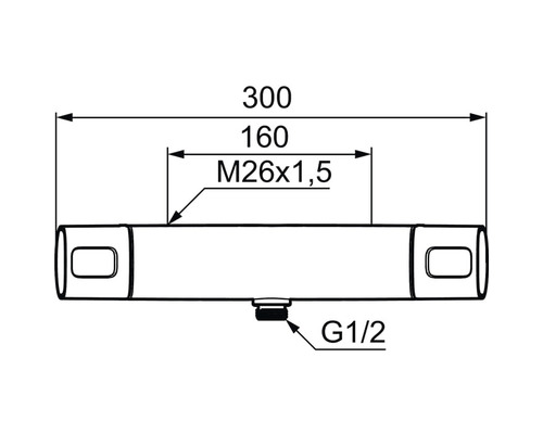 Teknisk ritning av en armatur med måttangivelser