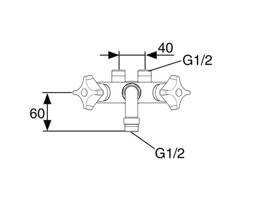 Teknisk ritning av en armatur med måttangivelser