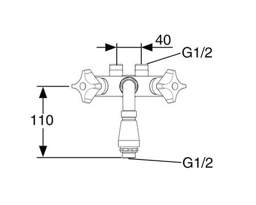 Teknisk ritning av en armatur med mått