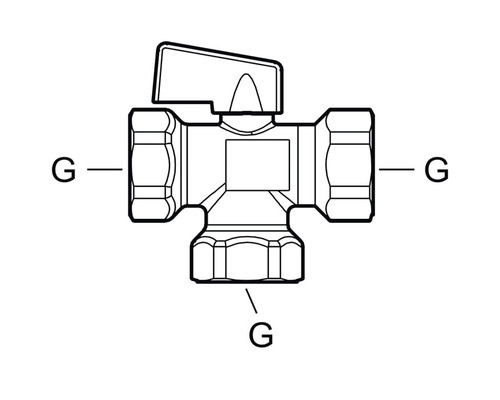 Schema för en vinkelventil med G-anslutning