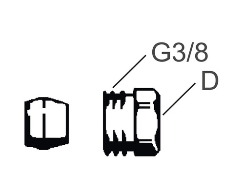 Teknisk ritning av en koppling G3/8