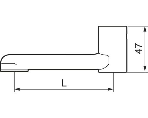 Teknisk ritning av en komponent med måtten längd L och höjd 47