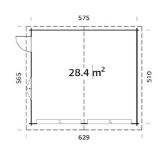 Dubbelgarage PALMAKO Roger inkl. dörr, fönster, sektionsport 31,5m² (28,4m²) 575x510cm doppimpregnerad ljusgrå-thumb-4