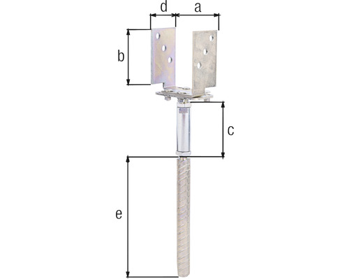 Justerbart stolpfäste med måttangivelser