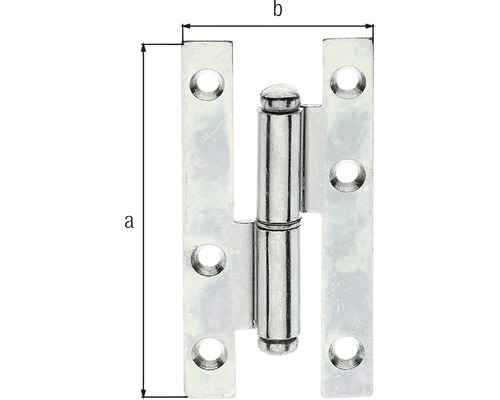 Dörrband av metall med måttangivelser
