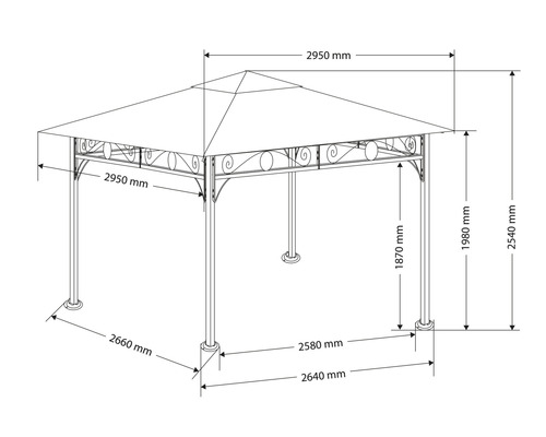 Bild av ett lusthus med dimensioner