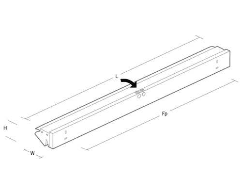 Teknisk ritning av ett lådutdrag med mått