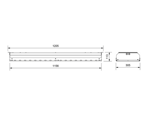 Teknisk ritning av en lampa med dimensioner