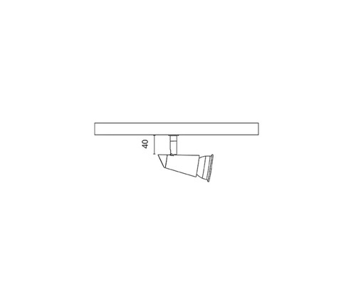 Teknisk ritning av en spotlight med måtten 40 mm.