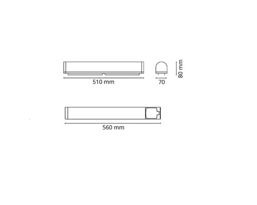 Teknisk ritning av en lampa med måttangivelser