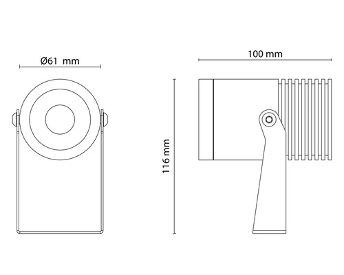 Teknisk ritning av en utomhuslampa med mått