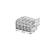 Bild på ett uttag med måtten 21,2 x 18,6 x 11,3 mm för elinstallation