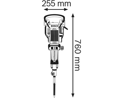 Mått Bosch bilningshammare 255 x 760 millimeter
