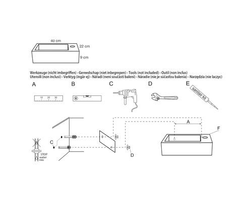 Instruktioner för montering av en tvättställ med verktyg