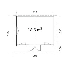 Trädgårdshus PALMAKO Helena inkl. golv, fönster, entrétak 34,0m² (18,6m²) 510x390cm impregnerad