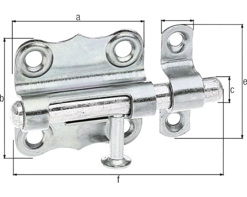 Dörrhasp i metall med måttangivelser