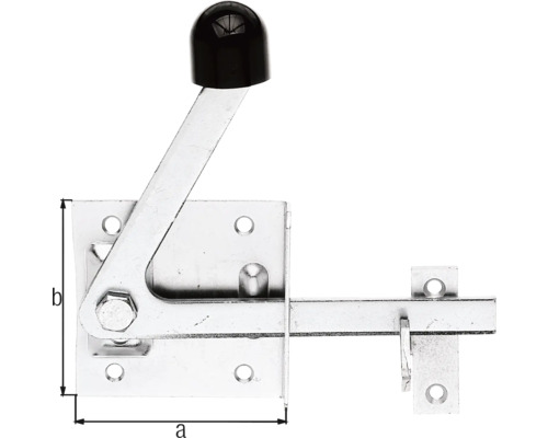 Metallgrindregel med svart handtag och mått