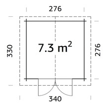 Friggebod PALMAKO Lotta 11m² (7,3m²) 276x276cm impregnerad-thumb-5