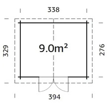 Friggebod PALMAKO Valentine 9,3m² (inv. 9,0m²) 338x276cm brun-thumb-2