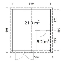 Garage PALMAKO Roger inkl. förråd, dörr, fönster, träport 30,2m² (21,9+5,2m²) 510x550cm doppimpregnerad-thumb-5