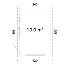 Garage PALMAKO Rasmus inkl. dörr, fönster, träport 21,7m² (19m²) 360x550cm obehandlad