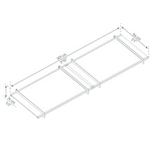 Teknisk ritning av en underram med måtten 301 x 94 x 14 centimeter