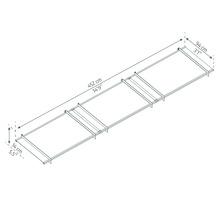 Teknisk ritning av en upphöjd bädd som är 452 centimeter lång och 94 centimeter bred