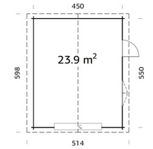 Garage PALMAKO Roger inkl. dörr, fönster, sektionsport 26,8m² (23,9m²) 450x550cm doppimpregnerad ljusgrå-thumb-4