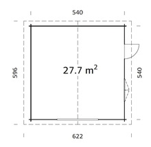 Garage PALMAKO Roger inkl. dörr & fönster utan port 31,4m² (27,7m²) 540x540cm doppimpregnerad brun-thumb-4