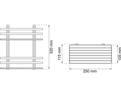 Teknisk ritning av en handdukshållare med mått.