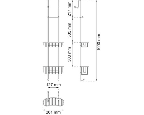 Teknisk ritning av en badrumshylla med dimensioner