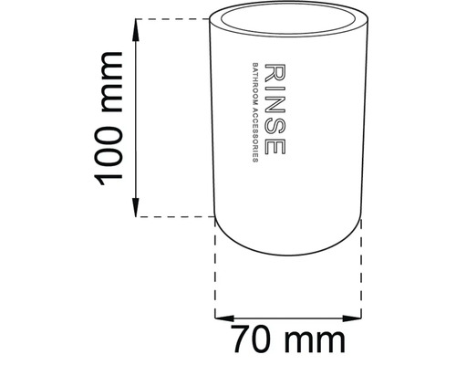 Mått på en tandborstmugg: 100 mm hög, 70 mm diameter