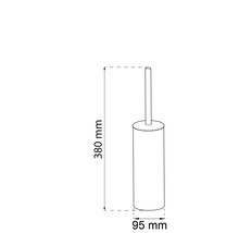 Teknisk ritning av en toalettgarnitur med måtten 380 mm höjd och 95 mm diameter.