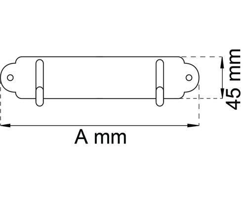 Teknisk ritning av en klädkroklist med måttangivelser