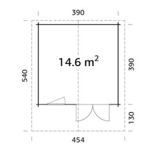 Friggebod PALMAKO Britta 14,6m² 390x390cm doppimpregnerad