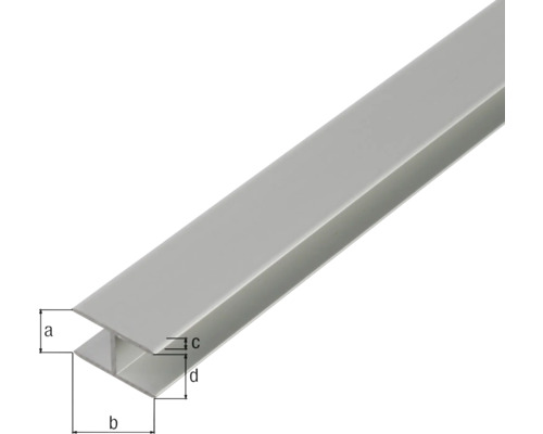 Aluminium H-profil med måttangivelser