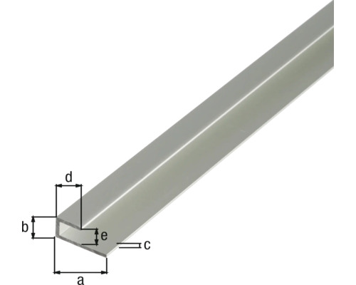 Aluminium U-profil med dimensioner
