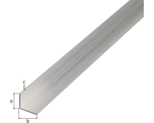 Aluminium vinkelprofil med måtten a, b och c.