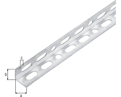 Vinkelbeslag av metall med måttangivelser