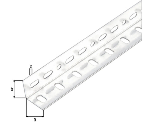 Perforerad metallvinkel med dimensioner